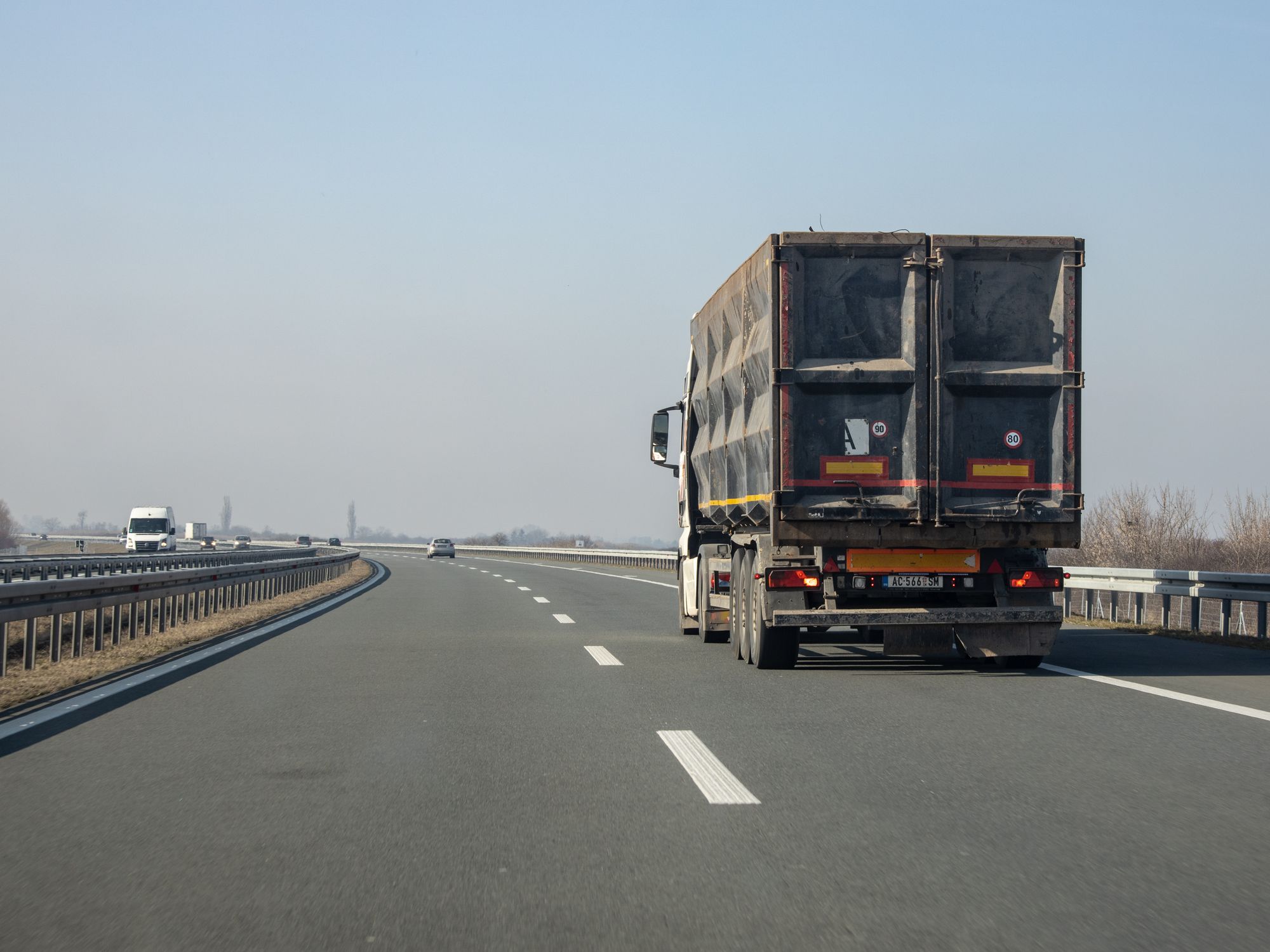 Freight truck traveling on an expressway