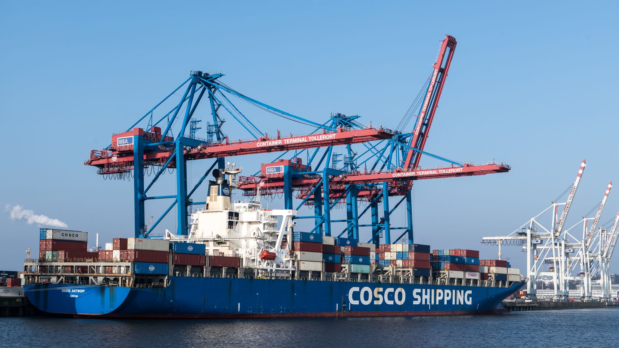 Container ship at a port terminal