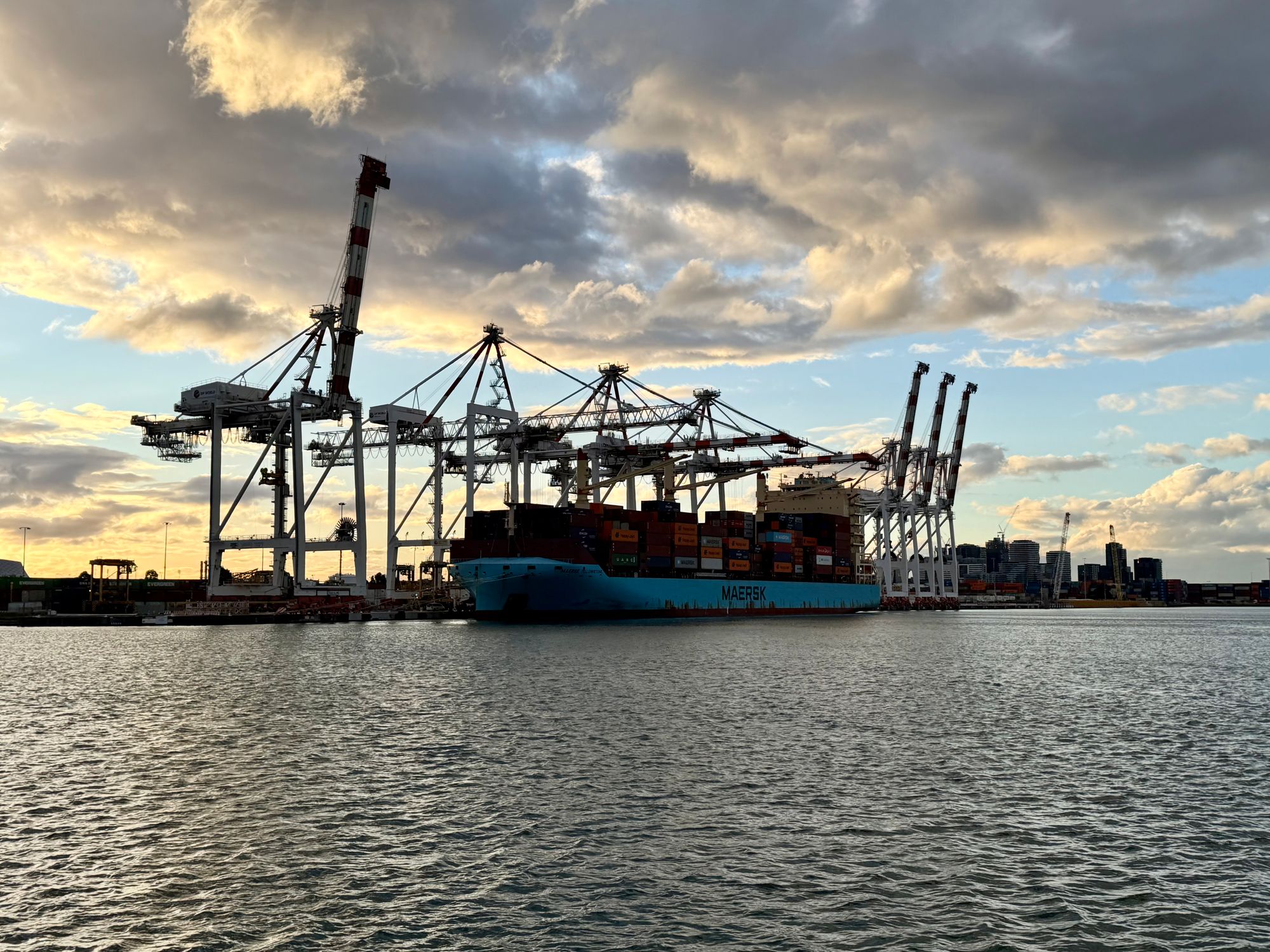 Cargo ship at an industrial port